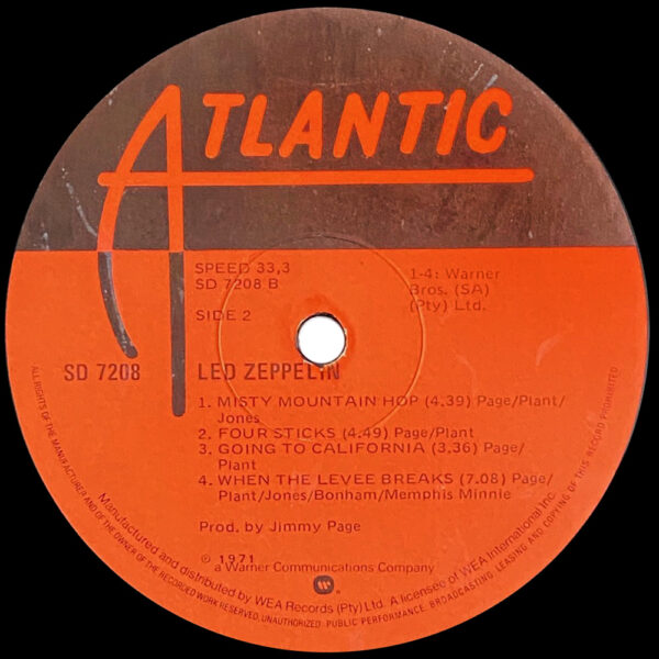LP <br>Led Zeppelin IV <br>South Africa (SD 7208) #2 - Image 5