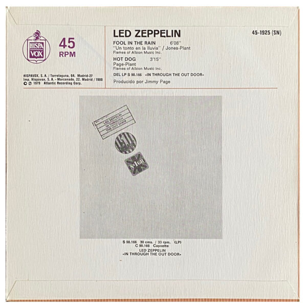 Single <br>Spain (SS45-1925) <br>Fool In The Rain / Hot Dog (#2) - Image 2