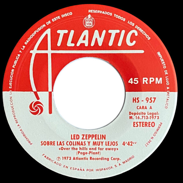 Single <br>Spain (HS-957) <br>Over The Hills and Far Away / Dancing Days (#2) - Image 3