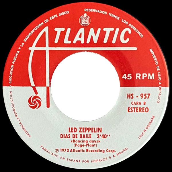 Single <br>Spain (HS-957) <br>Over The Hills and Far Away / Dancing Days (#2) - Image 4