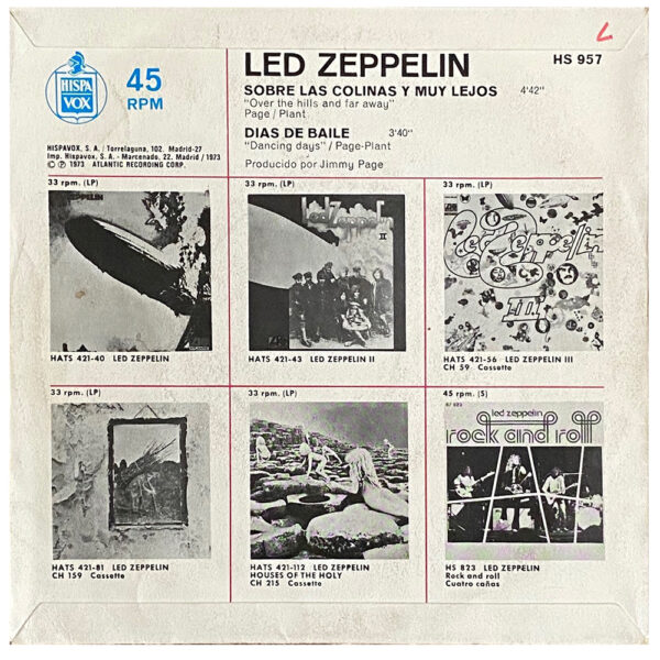 Single <br>Spain (HS-957) <br>Over The Hills and Far Away / Dancing Days (#3) - Image 2