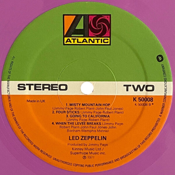 LP <br>Led Zeppelin IV <br>UK, Colored Vinyl (K50008) #2 - Image 4