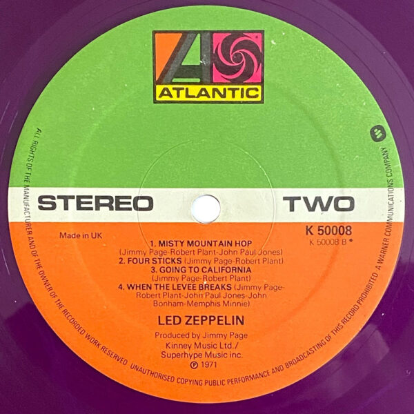LP <br>Led Zeppelin IV <br>UK, Colored Vinyl (K50008) #3 - Image 4