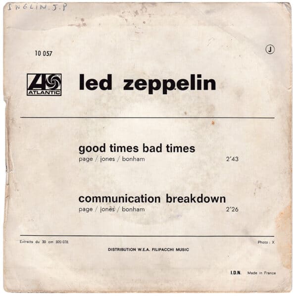 Single <br>France (10057) <br>Good Times Bad Times / Communication Breakdown (#2) - Image 2