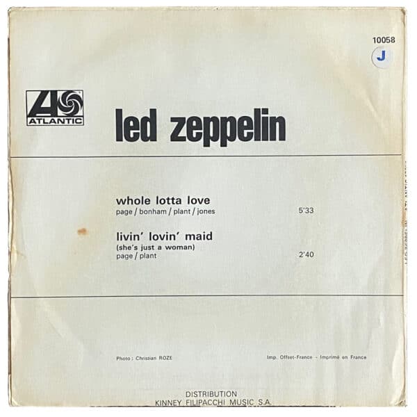 Single <br>France (10 058) <br>Whole Lotta Love / Living Loving Maid (#2) - Image 2