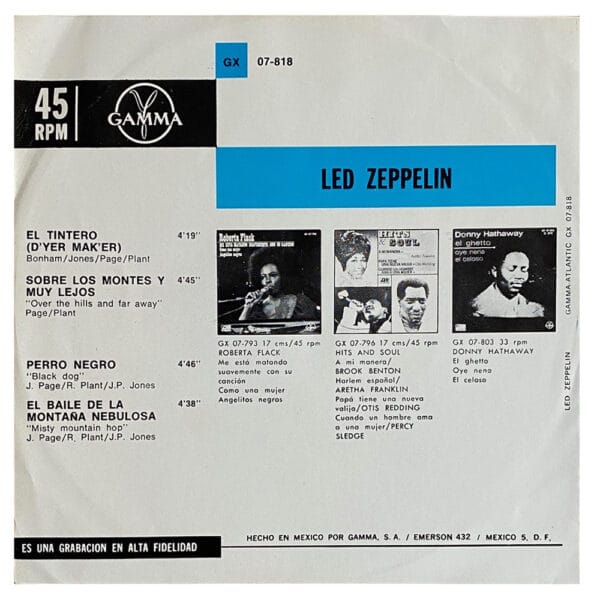 Single <br>Mexico (GX 07-818) <br>D'yer Maker / OTHFA / Black Dog / Misty Mountain Hop (#2) - Image 2