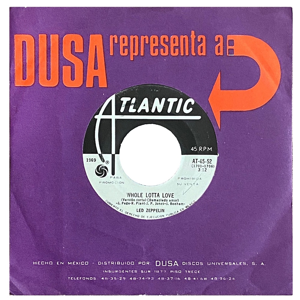 Single <br>Mexico (AT-45-52) <br>Whole Lotta Love / Living Loving Maid (Promo)