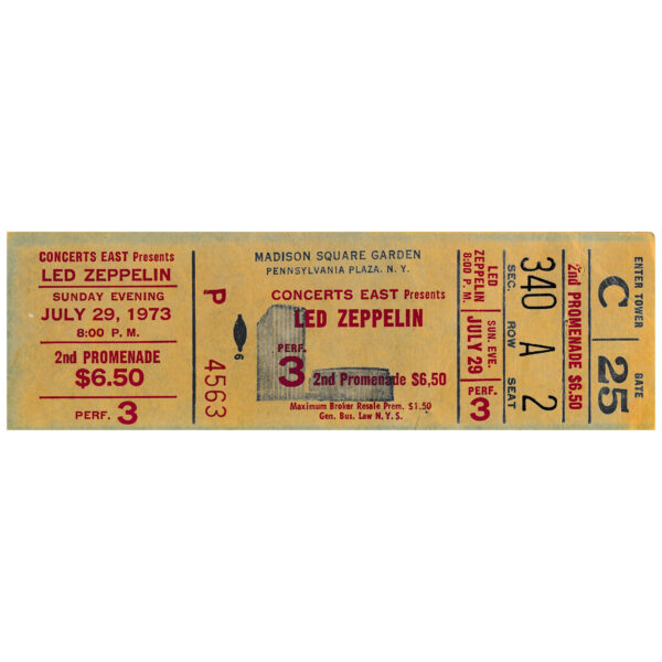 Concert Ticket <br>1973.07.29 <br>New York, NY