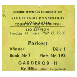 Concert Ticket <br>1969.03.14 <br>Stockholm, SE