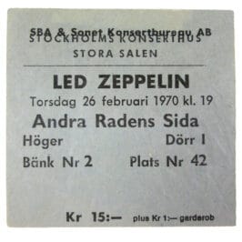 Concert Ticket <br>1970.02.26 <br>Stockholm, SE