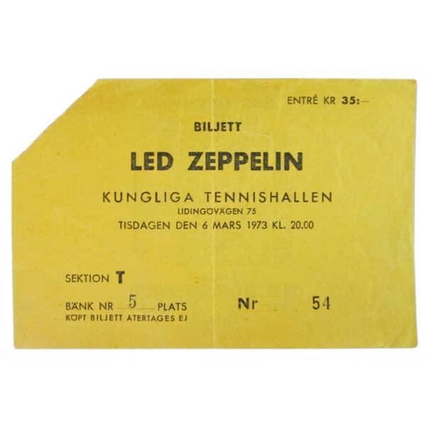 Concert Ticket <br>1973.03.06 <br>Stockholm SE - Image 2