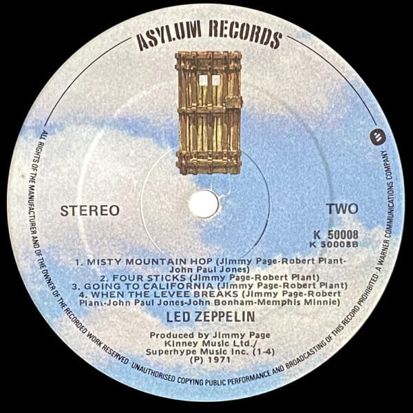 LP <br>Led Zeppelin IV <br>Ireland, Mispressing (K 50008) - Image 4