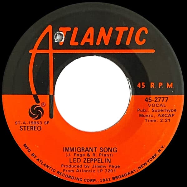 Single <br>USA (45-2777) <br>Immigrant Song / Hey, Hey, What Can I Do (#01) - Image 2