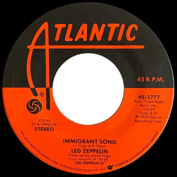 Single <br>USA (45-2777) <br>Immigrant Song / Hey, Hey, What Can I Do (#06) - Image 2