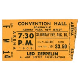 Concert Ticket <br>1969.08.16 <br>Asbury Park, NJ (early)