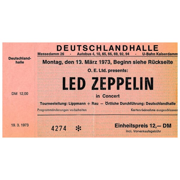 Concert Ticket <br>1973.03.19 <br>Berlin, DE