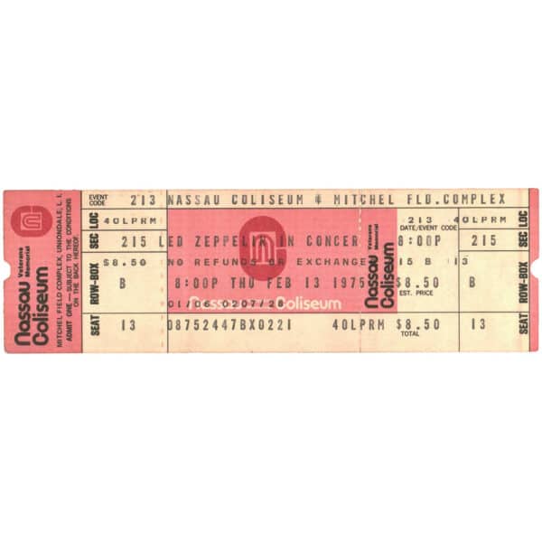 Concert Ticket <br>1975.02.13 <br>Uniondale, NY