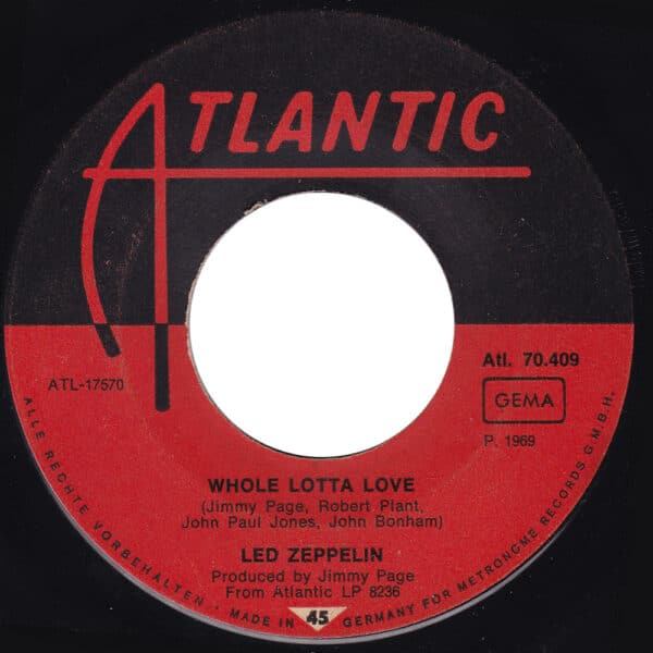 Single <br>Austria (ATL. 70.409) <br>Whole Lotta Love / Living Loving Maid (#1)