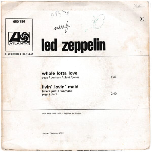Single <br>France (650186) <br>Whole Lotta Love / Living Loving Maid (#4) - Image 2