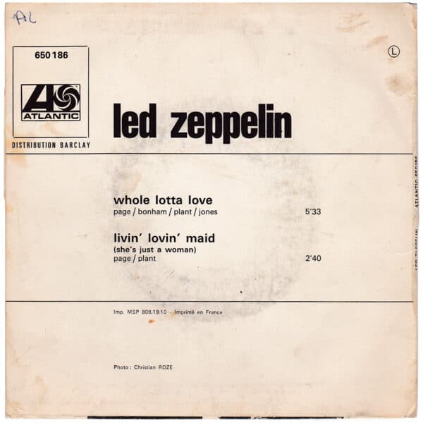 Single <br>France (650186) <br>Whole Lotta Love / Living Loving Maid (#5) - Image 2