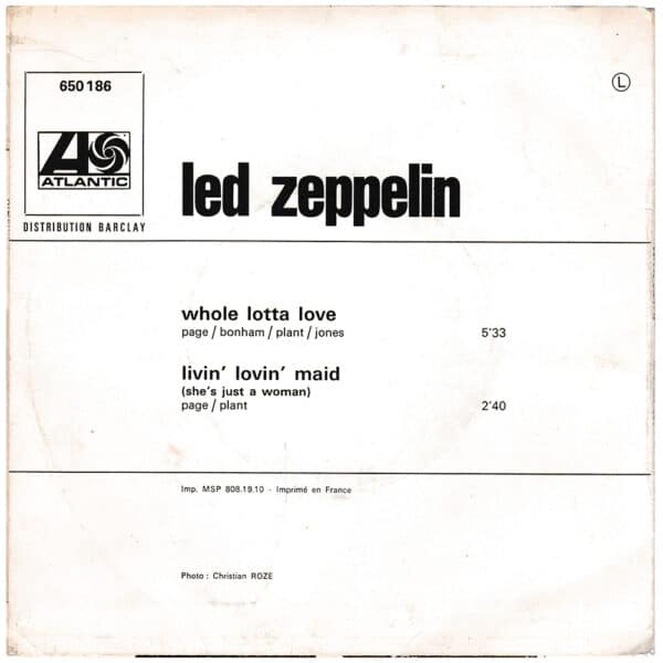 Single <br>France (650186) <br>Whole Lotta Love / Living Loving Maid (#6) - Image 2