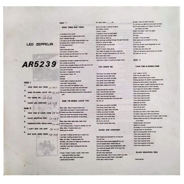 LP <br>Led Zeppelin <br>Taiwan (AR-5207) - Image 3