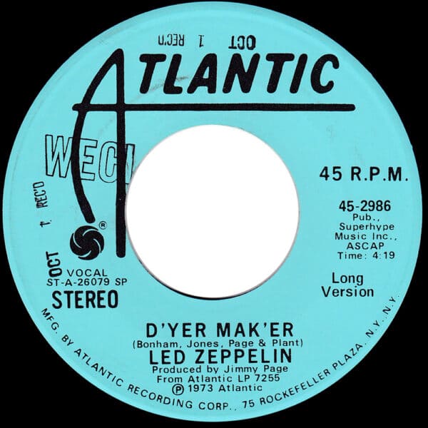 Single <br>USA (45-2986) <br>D'yer Mak'er / D'yer Mak'er (Promo #1) - Image 4