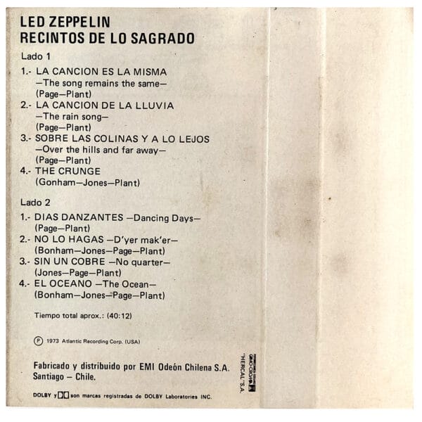 Cassette <br>Houses of the Holy <br>Chile (195024) - Image 3
