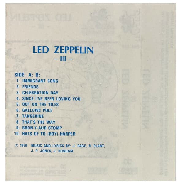 Cassette <br>Led Zeppelin III <br>Poland (BM-377) - Image 3