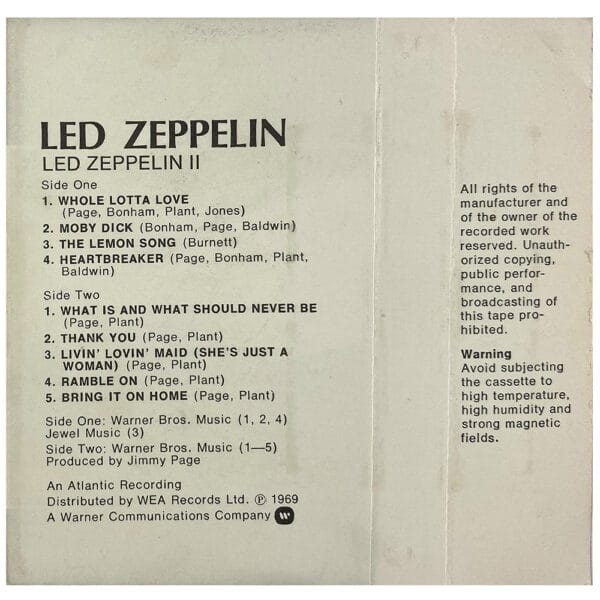 Cassette <br>Led Zeppelin II <br>UK (K440037) #1 - Image 3