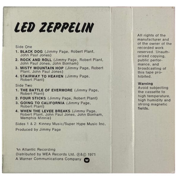 Cassette <br>Led Zeppelin IV <br>UK (K450008) - Image 3