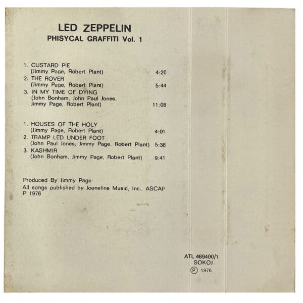 Cassette <br>Physical Graffiti <br>Yugoslavia (ATL 489400) - Image 4