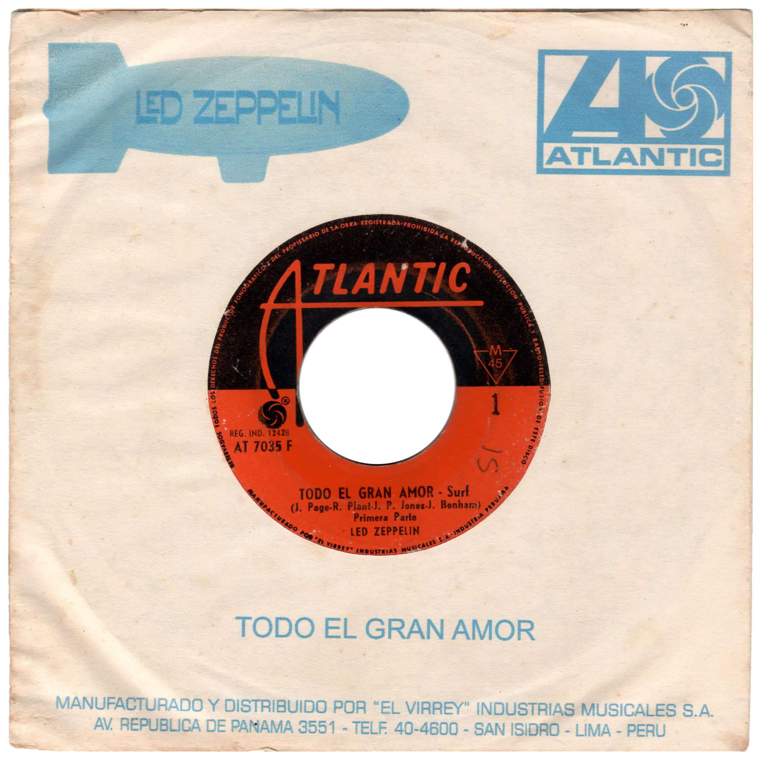 Single <br>Peru (AT 7035 F) <br>Whole Lotta Love/Whole Lotta Love (Promo) - Image 6