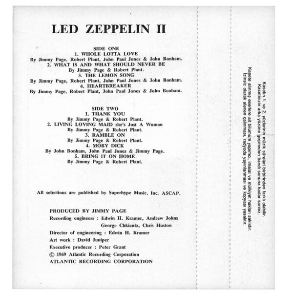 Cassette <br>Led Zeppelin II <br>Turkey (CS 19127) - Image 3