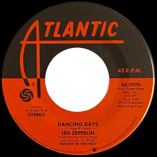 Single <br>USA (45-2970) <br>Over The Hills and Far Away / Dancing Days (#4) - Image 3