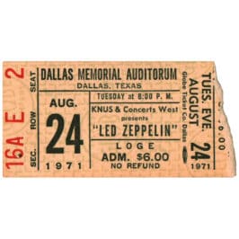 Concert Ticket <br>1971.08.24 <br>Dallas, TX