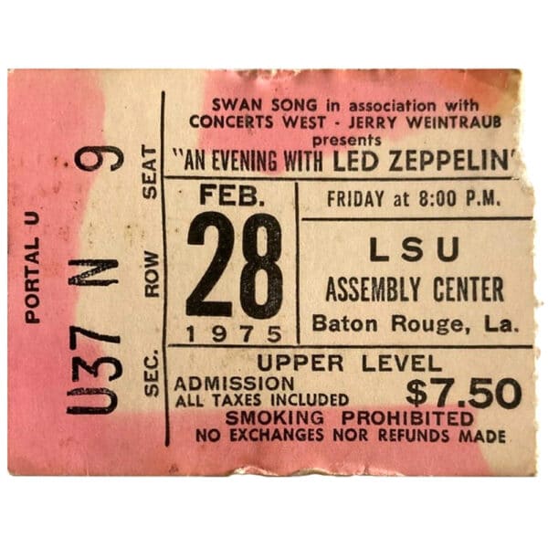 Concert Ticket <br>1975.02.28 <br>Baton Rouge, LA