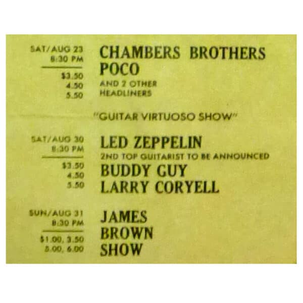 Concert Advertisement <br>1969.08.30 <br>Queens, NY (Handbill) - Image 2