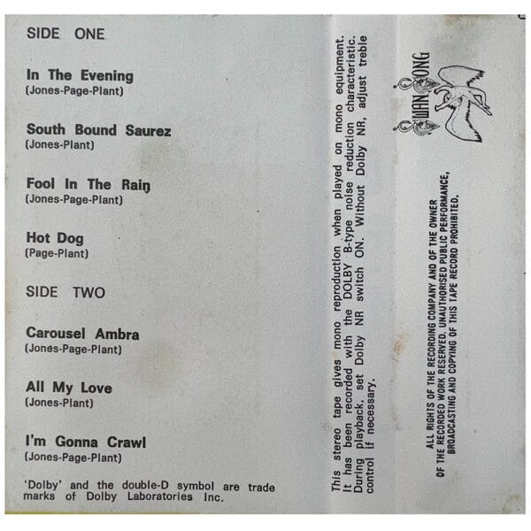 Cassette <br>In Through The Out Door <br>Philippines (TC-SS 16002) - Image 3