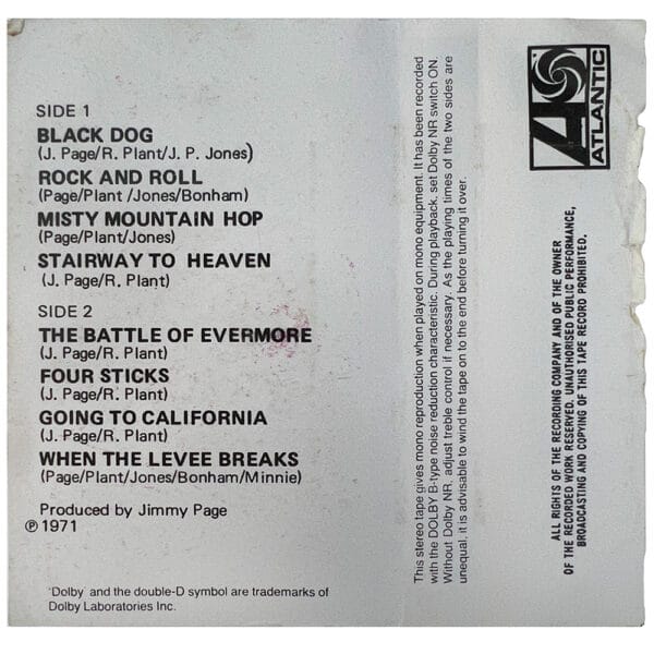 Cassette <br>Led Zeppelin IV <br>Philippines (CS 7208) - Image 3