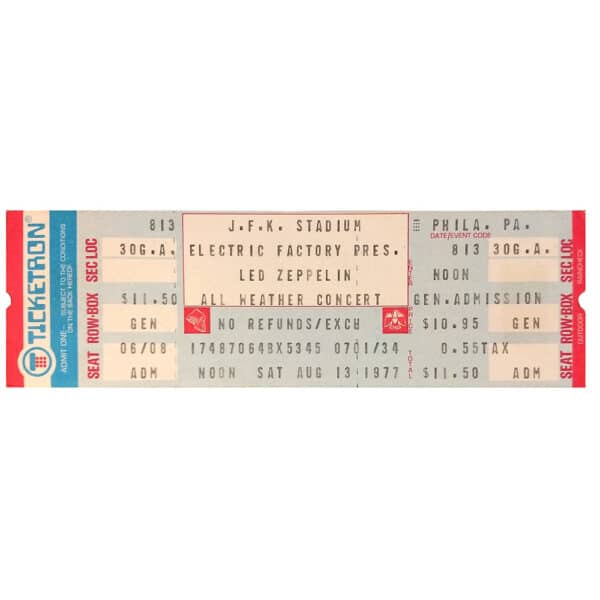 Concert Ticket <br>1977.08.13 <br>Philadelphia, PA