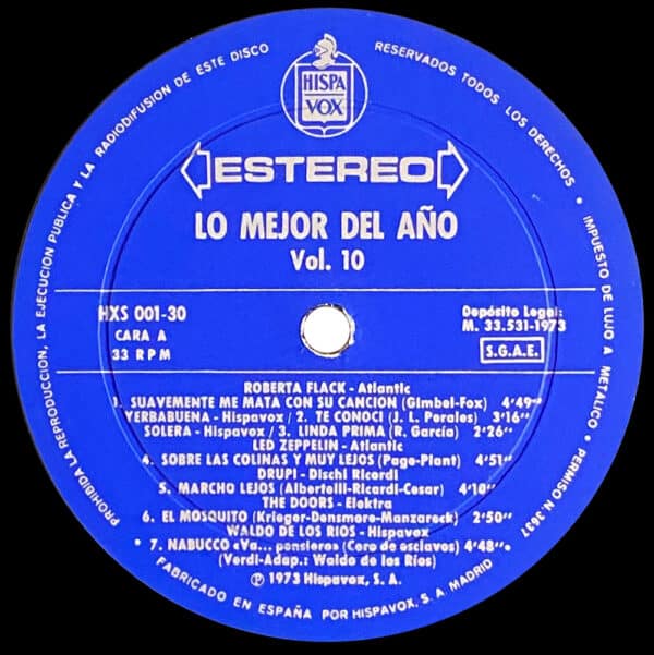 LP <br>Lo Meyor Del Ano Vol. 10 <br>Over The Hills and Far Away <br>Spain (HXS 001-30) - Image 3