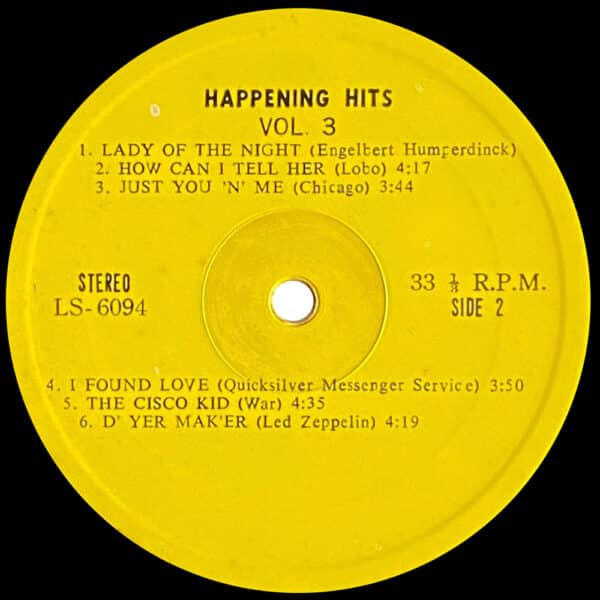 LP <br>Happening Hits Vol. 3 <br>D'yer Mak'er <br>Thailand (LS-6094) - Image 3