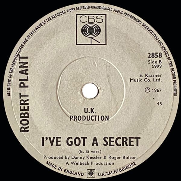 Pre-Zep Single <br>Robert Plant <br>UK (2858) <br>Long Time Coming / I've Got A Secret (Promo) - Image 3