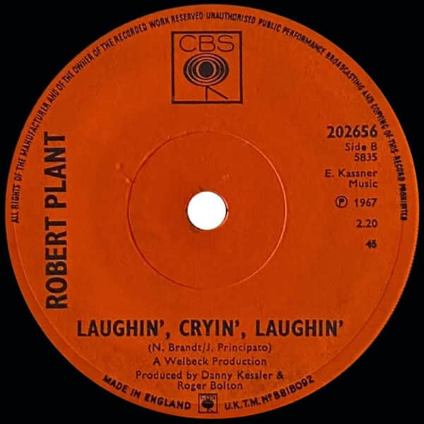 Pre-Zep Single <br>Robert Plant <br>UK (202656) <br>Our Song / Laughin', Cryin', Laughin' #2 - Image 3
