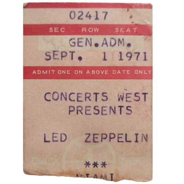 Concert Ticket <br>1971.09.01 <br>Hollywood, FL