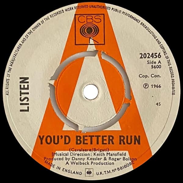 Pre-Zep Single <br>Robert Plant <br>UK (202456) <br>You'd Better Run / Everybody's Gonna Say (Promo) - Image 2