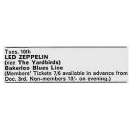 Concert Advertisement <br>1968.12.10 <br>London, UK (Handbill)