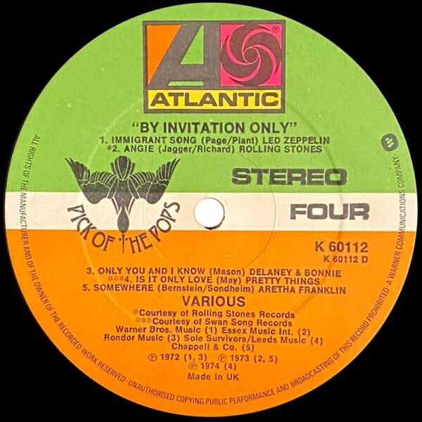 LP <br>By Invitation Only <br>Whole Lotta Love, Immigrant Song <br>UK (K 60112) - Image 5