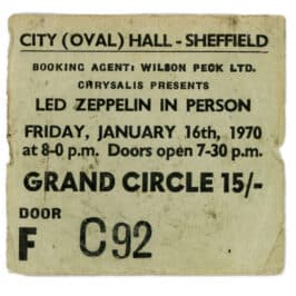 Concert Ticket <br>1970.01.16 <br>Sheffield, UK
